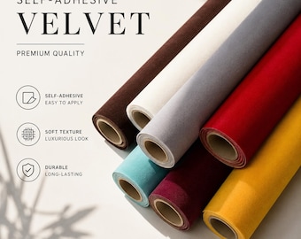 Self Adhesive Velvet Fabric Roll, Peel and Stick Liner for Drawers, Jewelry Trays, Cabinet Shelves & Box Lining