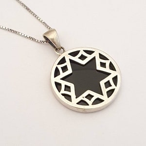 Amazing silver pendant,david star silver pendant,silver onyx star of david pendant,judaica silver jewelry,judaica onyx pendant