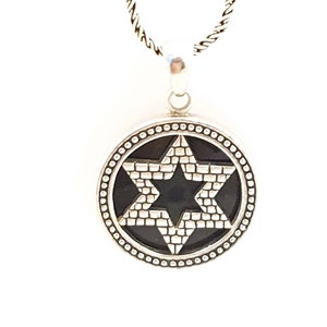 Amazing silver pendant,david star silver pendant,silver onyx star of david pendant,judaica silver jewelry,judaica onyx pendant