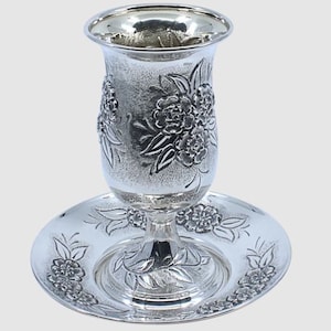 Sterling Silver Kiddush Cup & Plate: Handmade Judaica Art
