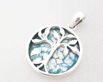 VERKAUF!!! S A L E !!! Baum des Lebens Silber & Römischer Glas Anhänger