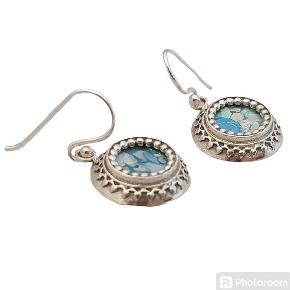 Ancient Roman Glass Earrings and Marcasite Handcrafted Sterling Silver Ancient Roman Glass Earrings and Marcasite Handcrafted Sterling Silver