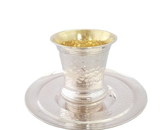 PASSOVER sale !!!! silver  KIDDUSH CUP,kiddush cup,925 silver kiddush cup & plate,made in israel,unique Hammered design silver kiddush cup!
