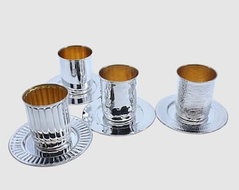 SILVER SHABBAT KIDDUSH cup,bar mitzva gift,handmade hammer work of sterling silver