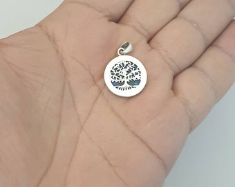 Azurite Malachite silver pendant,small tree of life pendant,israeli designer ,eilat stone jewelry,delicate & unique pendant,delicate pendant