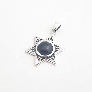 Amazing david star pendant, silver pendant,silver star of david pendant,judaica silver jewelry,jewish jewelry,onyx david star