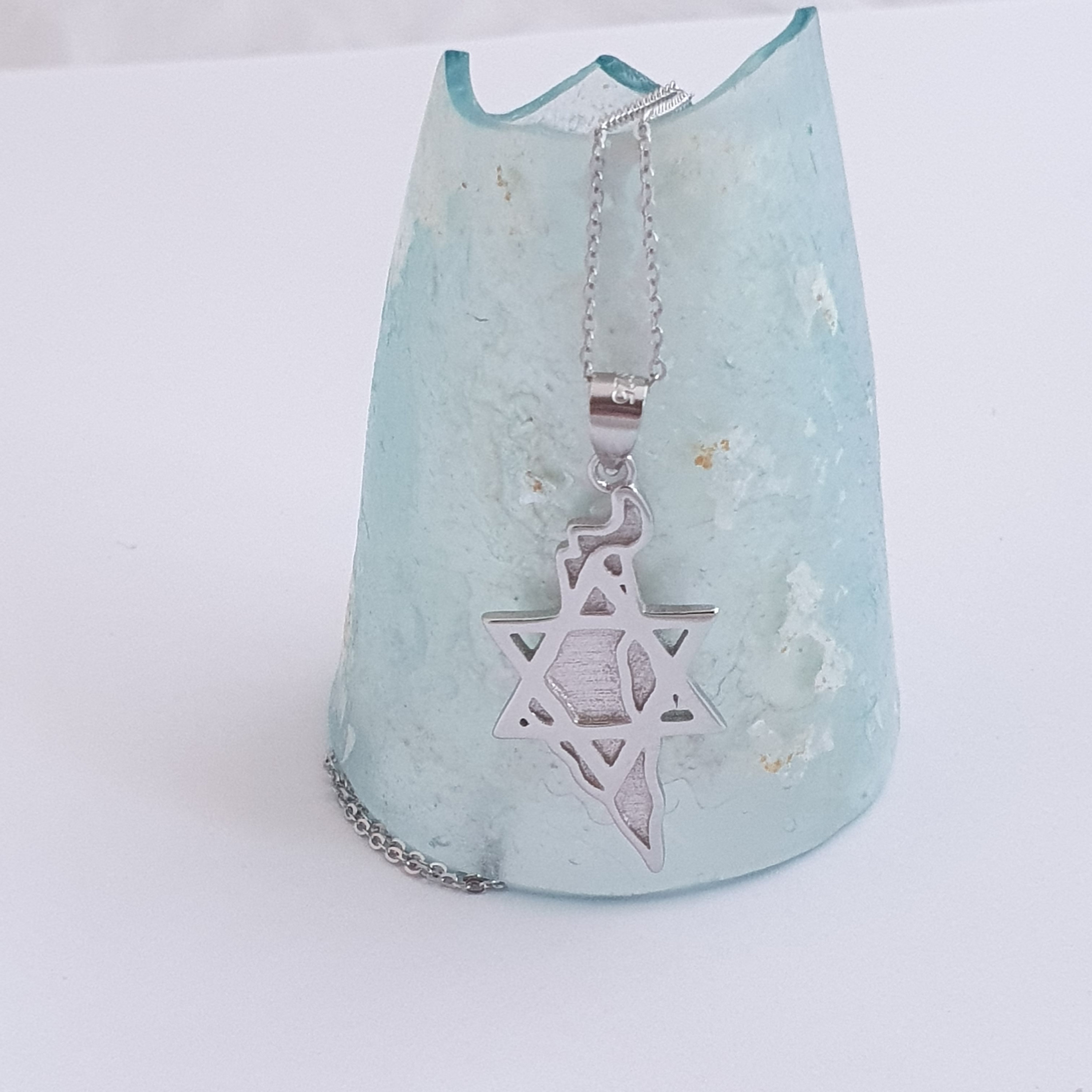 David star and israel's map silver pendant ,A pendant with a relief of the map of Israel and the Star of David ,amazing & delicate pendant,