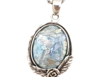 Roman glass designed pendant ,roman glass jewelry , silver roman glass pendant,israeli design pendant,ancient roman glass silver pendant