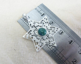 EILAT stone  magen david pendant,david star filigree pendant, sterling silver jeweish pendnat,star of david eilat stone