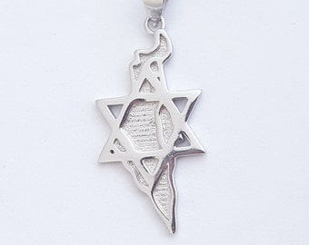 David star and israel's map silver pendant ,A pendant with a relief of the map of Israel and the Star of David ,amazing & delicate pendant,