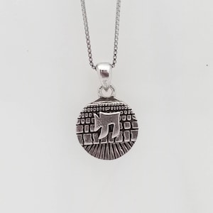Jewish chai pendant,925 sterling silver pendant,the &quot;kotel&quot; and chai pendant
