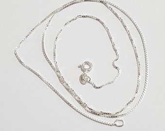925 Sterling Silver Box Chain Necklace, Italian Silver Chain, Plain Box Chain, Dainty Silver Necklace