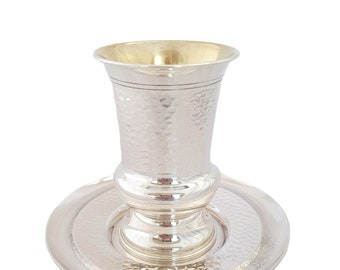 Passover sale!! silver  KIDDUSH CUP,kiddush cup,925 silver kiddush cup & plate,made in israel,unique Hammered design silver kiddush cup