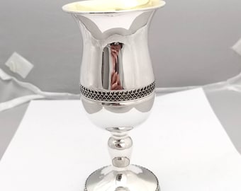 Sterling silver  KIDDUSH CUP,kiddush goblet  ,925 silver kiddush cup & plate,made in israel,yemenite design kiddush cup,filigree design