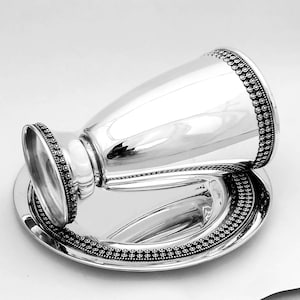 Sterling silver  KIDDUSH CUP,kiddush goblet  ,925 silver kiddush cup & plate,made in israel,unique design kiddush cup,filigree design