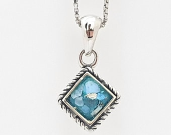 Roman Glass Pendant, Sterling Silver Necklace, Ancient Roman Glass Jewelry, Israeli Handmade Jewish Jewelry, Delicate Gift