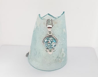 Ancient Roman glass handmade pendant ,roman glass jewelry , silver roman glass amazing pendant,delicate silver pendant