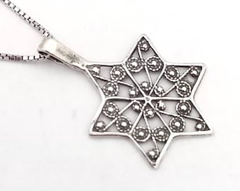 FILIGREE star of david 925 sterling silver pendnat , israeli pendnat , judaica david star pendant,amazing dedign,sale price