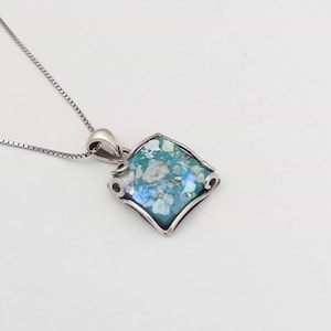 Collar de plata de ley con cristal romano: colgante israelí hecho a mano