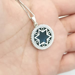 Amazing silver pendant,david star silver pendant,silver onyx star of david pendant,judaica silver jewelry,judaica onyx pendant