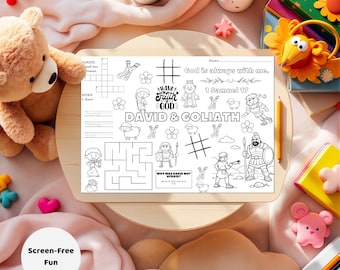David Goliath Activity Placemat - Fun Sunday School Craft For Bible Learning