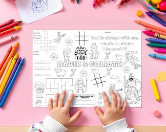 David Goliath Activity Placemat - Bible Story Activity For Kids And Sunday School