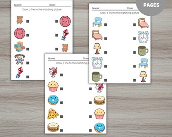 Educational Printable Matching Worksheets For Preschool, Kindergarten - Fun Busybook Activity For Kids