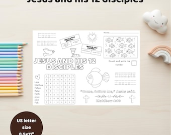 Jesus and His 12 Disciples Activity Sheet | Bible Coloring Pages, Christian Homeschool