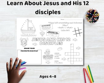 12 Apostles Activity Sheet – Learn About Jesus With Fun Coloring Sheets, Sunday School Craft