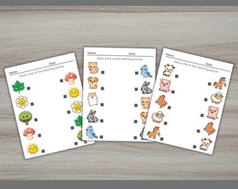 Printable Matching Worksheets For Kindergarten, Preschool Activity Busybook - Educational Fun For Kids