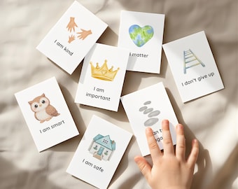 Kindness Affirmation Cards for Kids, SEL Learning, Watercolor Style (Digital Download)