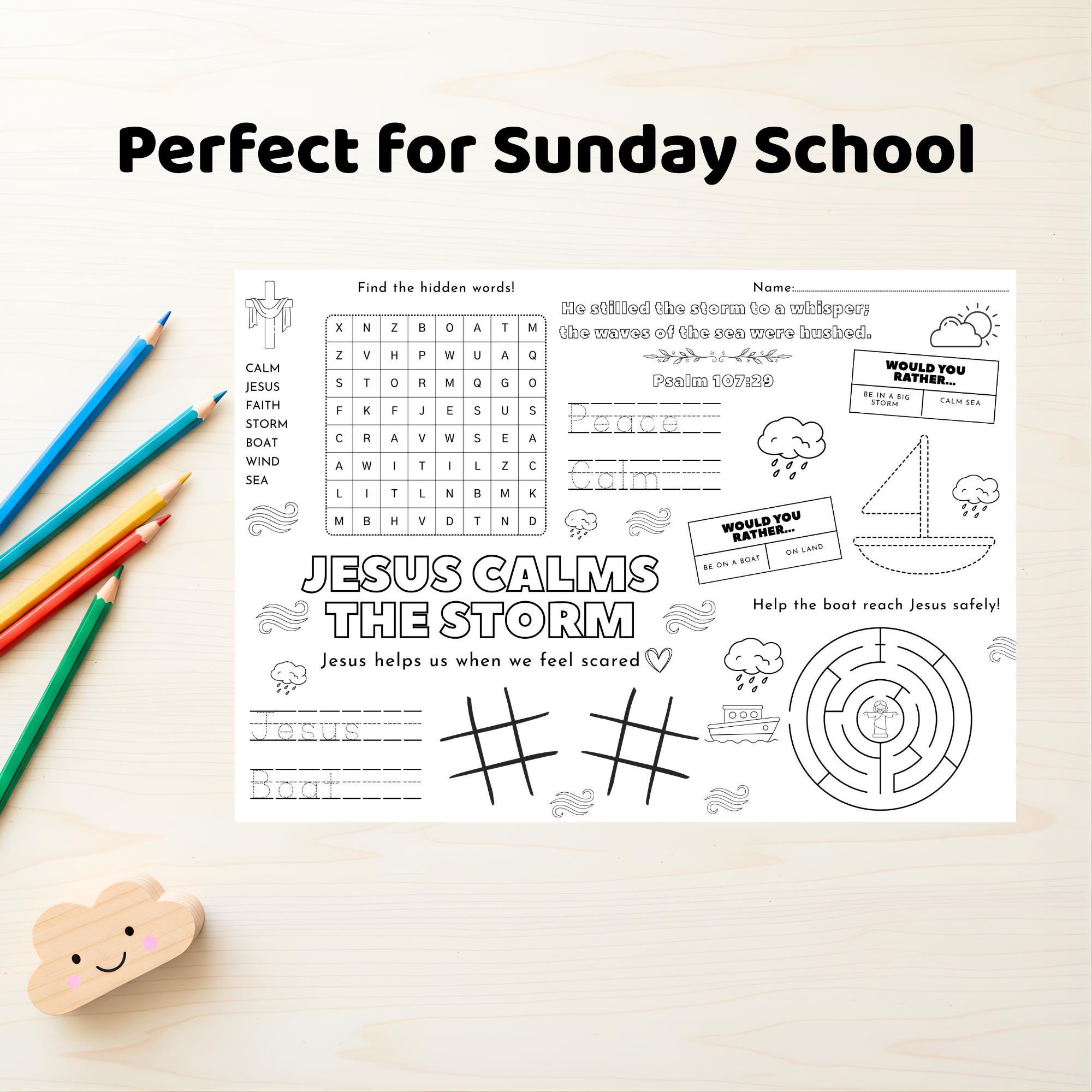 Jesus Calms the Storm Activity Sheet - Creative Kids Bible Activity - Etsy