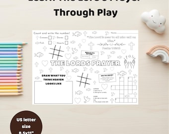Lords Prayer Coloring Page Fun Kids Activity Placemat