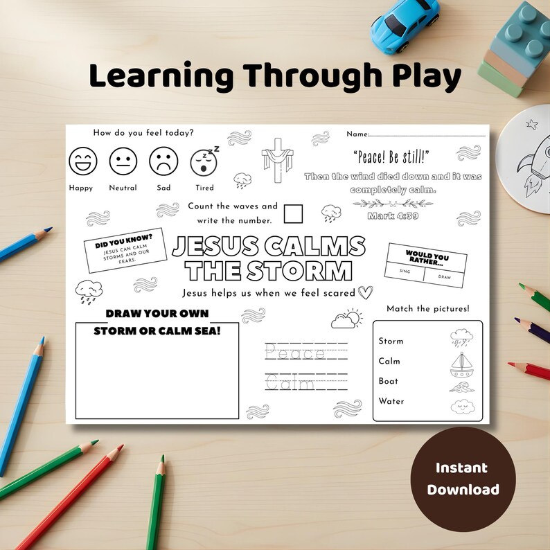 Jesus Calms the Storm Activity Sheet - Engaging Bible Coloring for Kids ...