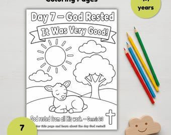 7 Days Of Creation Coloring Pages For Ages 4-7 - Sunday School Printable