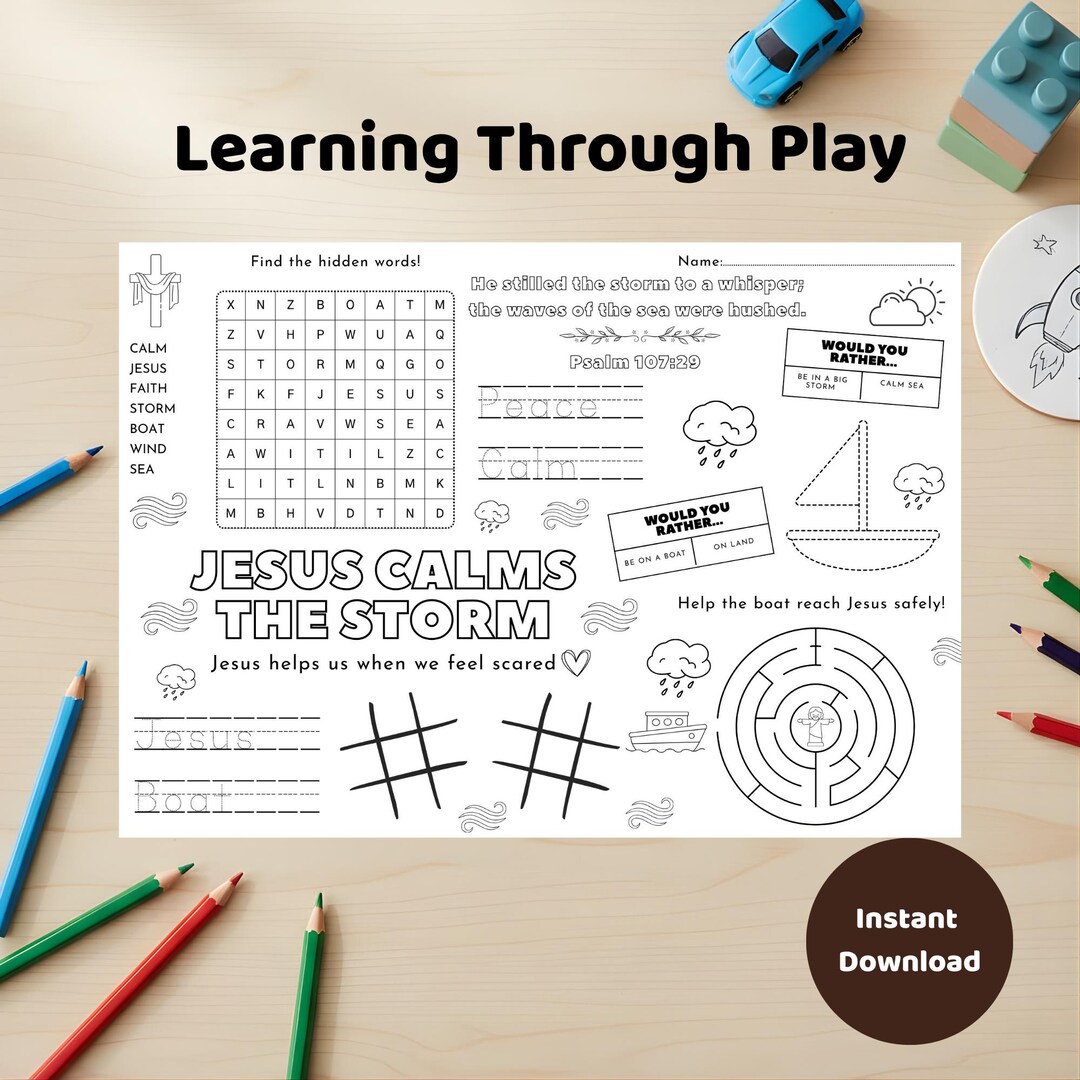 Jesus Calms the Storm Activity Sheet - Creative Kids Bible Activity - Etsy