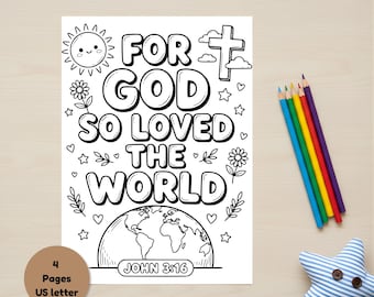 For God So Loved The World Coloring Page For Kids Bible Activity