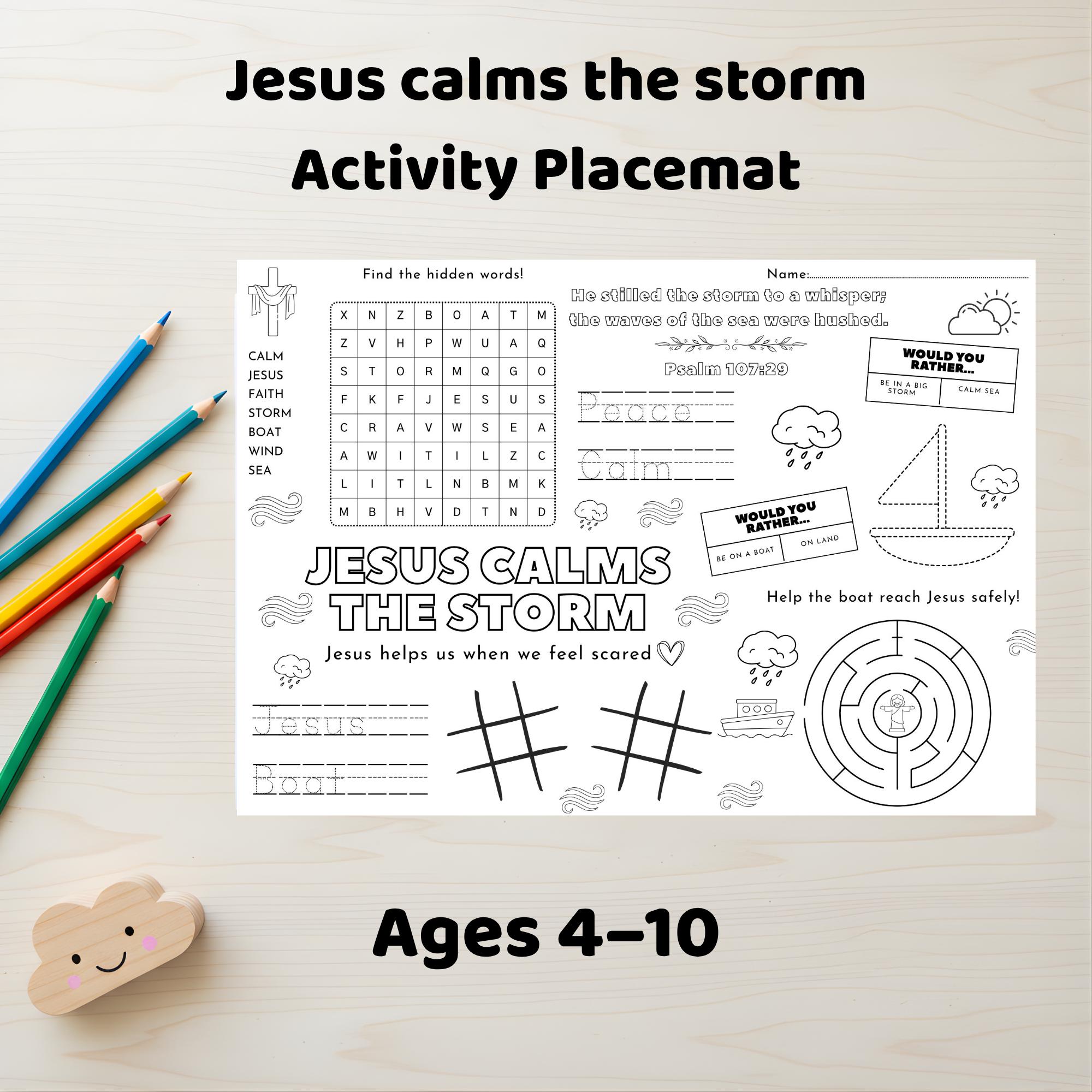 Jesus Calms the Storm Activity Sheet for Kids Bible Fun and Learning - Etsy