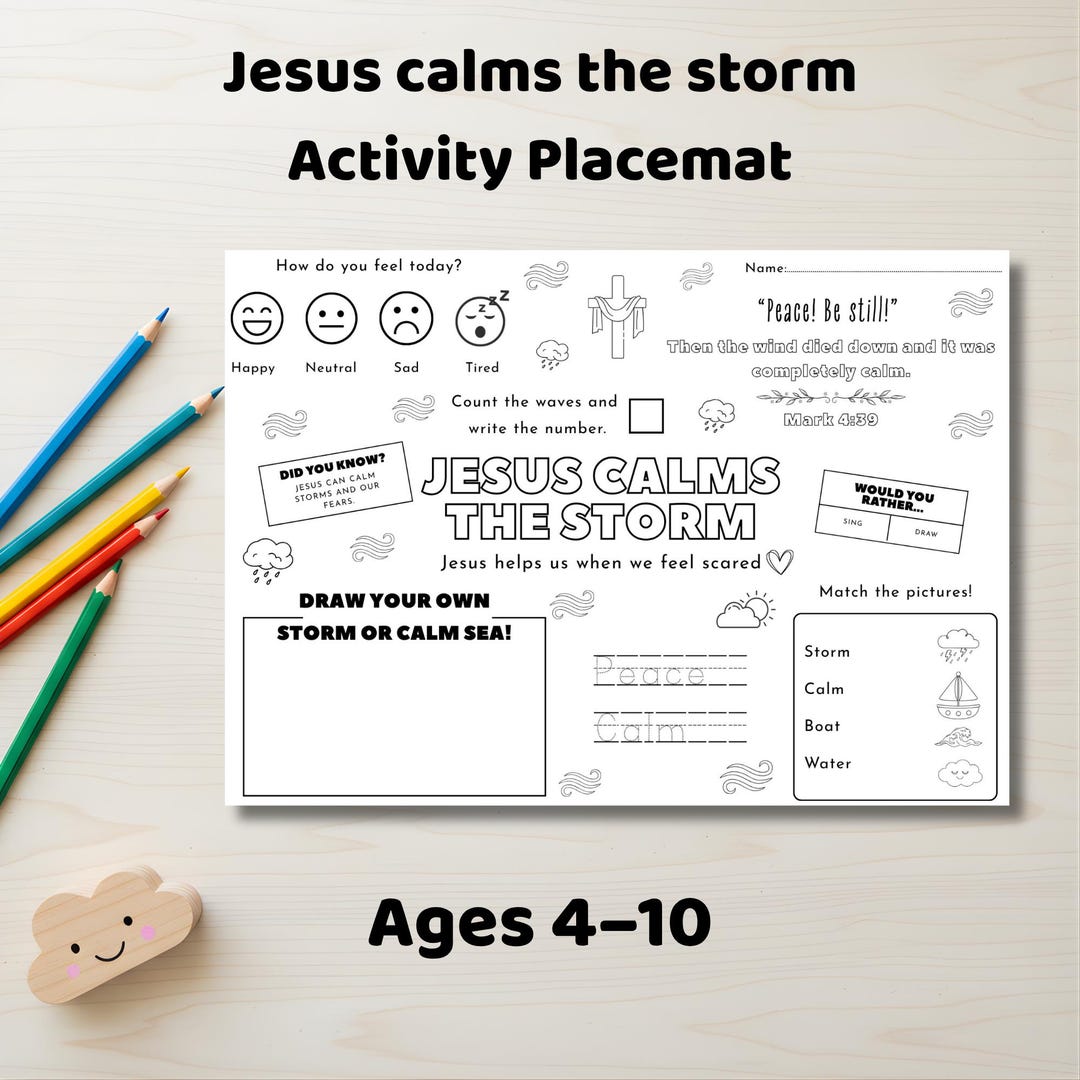 Jesus Calms the Storm Activity Sheet - Bible Craft for Kids Sunday ...