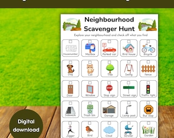Neighbourhood Scavenger Hunt For Kids - Fun Outdoor Activity, Printable Game