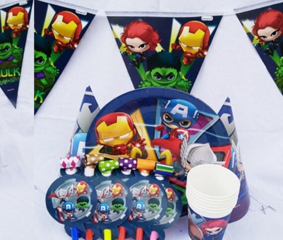 Superhero Party Marvel Avengers Party Supplies Plates Etsy