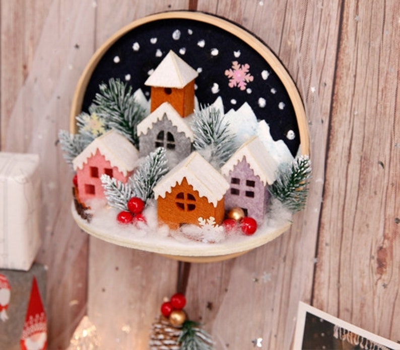 Christmas Wall Hanging Felt Kit Precut Felt White Christmas Etsy