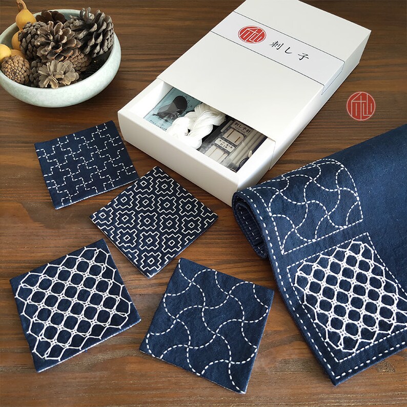 Sashiko DIY Placemat Kit Intermediate Level Japanese Sashiko Etsy UK