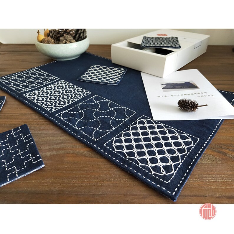 Sashiko DIY Placemat Kit Intermediate Level Japanese Sashiko Etsy UK