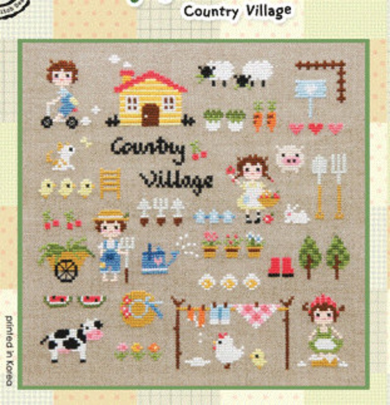 Modern Cross Stitch Patterns And Kits Country Village By Etsy