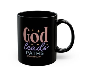 God Leads My Paths Coffee Mug | Proverbs 3:6 Christian Mug | Bible Verse Coffee Cup | Christian Gift for Women | Faith Mug
