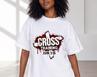Christian T-Shirt, Cross Training John 3:16 Shirt, Faith Based Graphic Tee, Bible Verse Clothing, Christian Gift