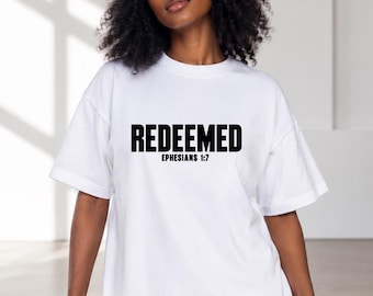 Redeemed Ephesians, Oversized T-Shirt, Christian Streetwear Tee, Faith Based Graphic Shirt, gift for Men and Women