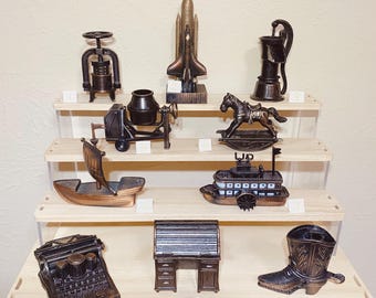 Vintage Miniature Pencil Sharpener Diecast Bronze Finish Collectible Variety