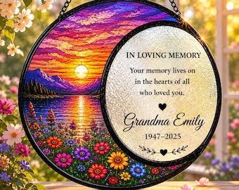 Memorial Suncatcher Gift, Personalized In Loving Memory Window Hanging, Sympathy Gift Loss of Loved One, Bereavement Decor